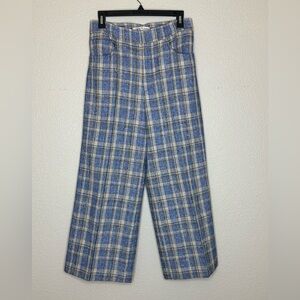 Zara Tweed High Waist Straight Leg Cropped Trouser Pants